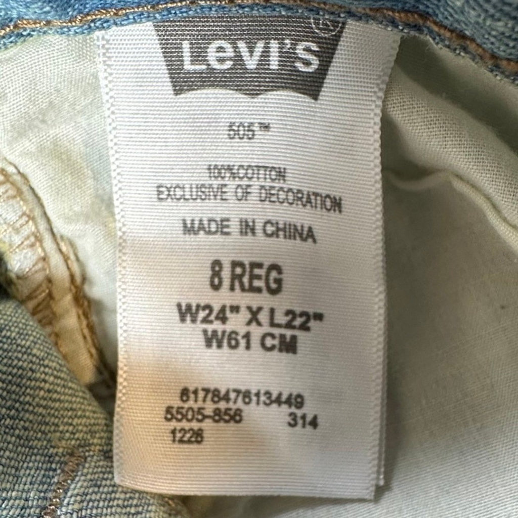 Levi's 505 Jeans Boys Size 8 Regular Blue Cotton Straight Leg New Old Stock