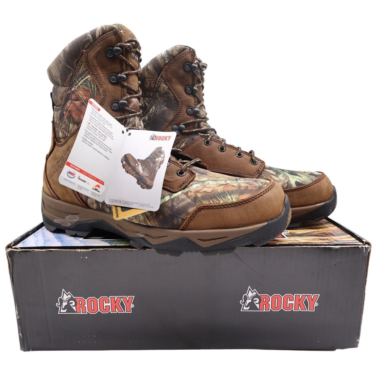 Rocky Retraction Hunting Boots Mens 11M Brown Camo Leather Waterproof New