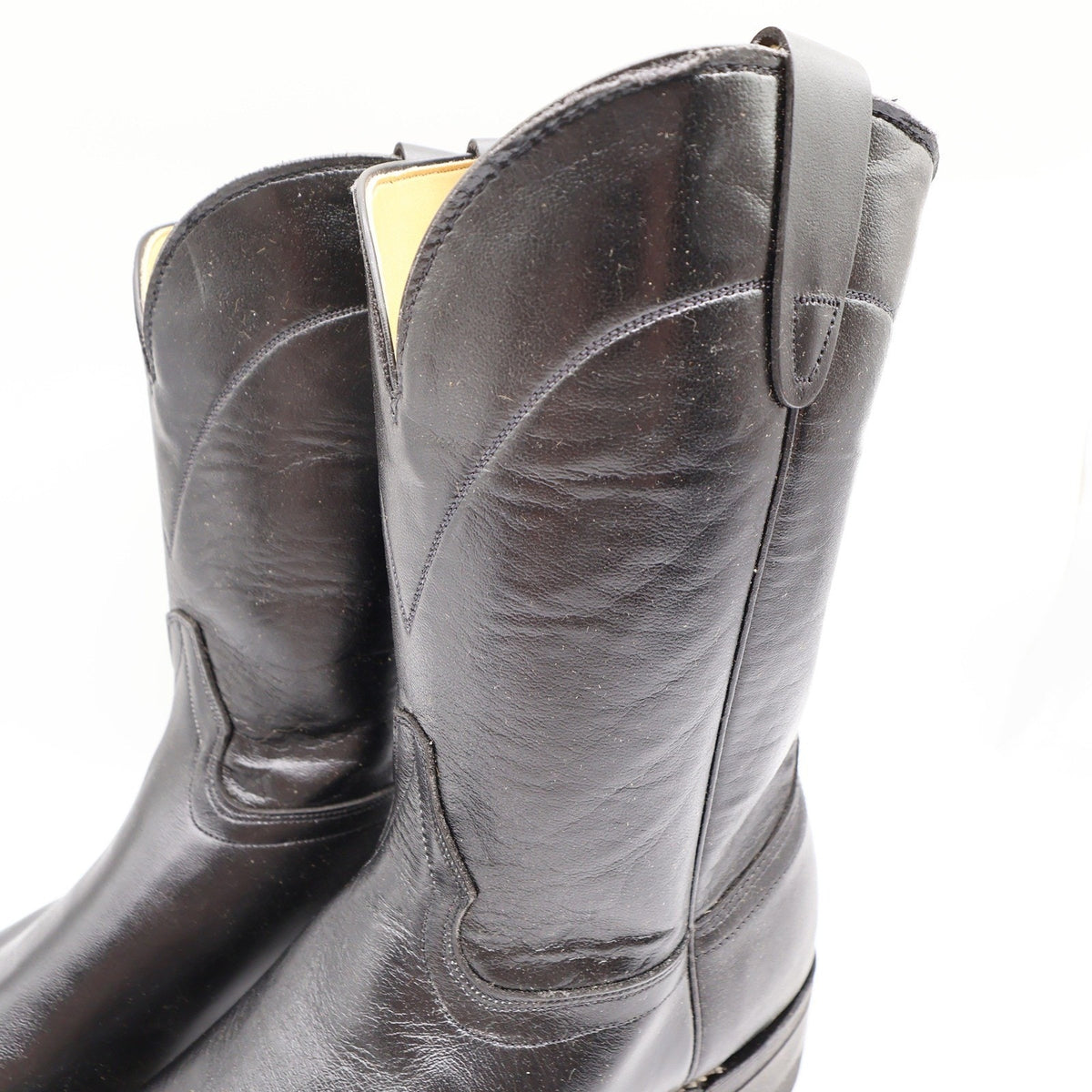 Walker Vintage Roper Cowboy Boots Mens 10 Black Leather New Made in USA 1218