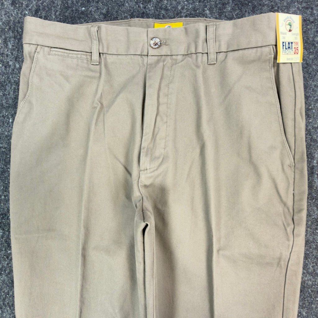 Duck Head Pants Mens 34x30 Flat Front Type 35 Original Classic Fit Olive Cotton