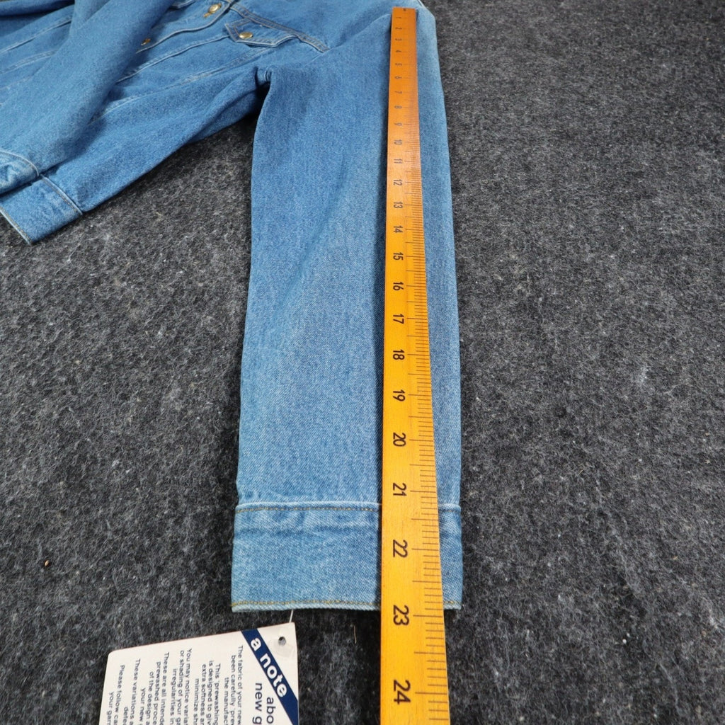 Tabloid Denim Jacket Medium Y2K Blue Cotton United We Stand USA Flag Graphic