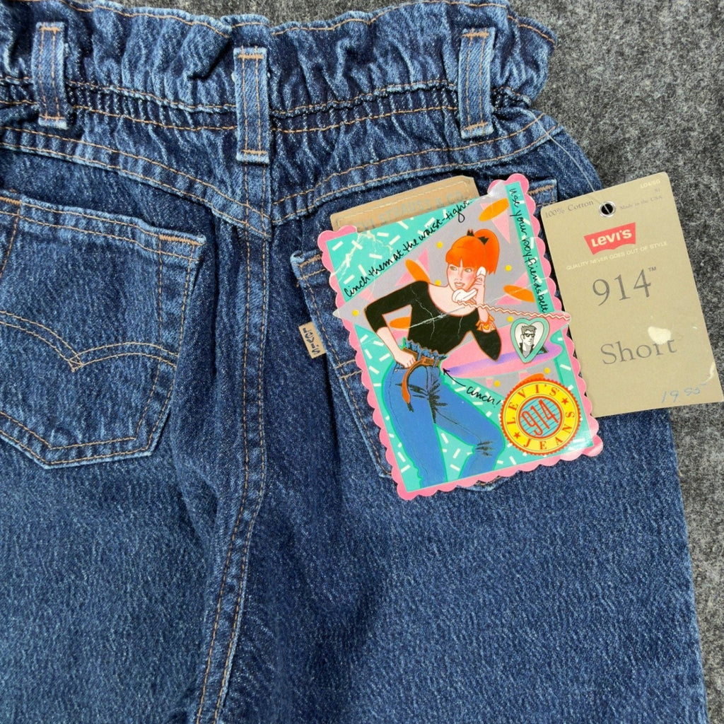 Levi Vintage 914 Short Girls 12 Blue Cotton NWT Made in USA Paperbag Waist C676 - take2supply