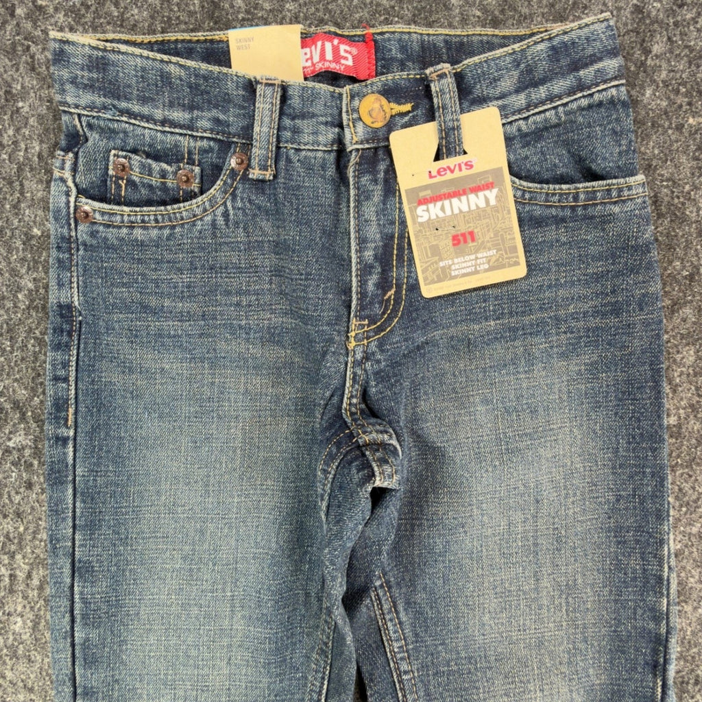 Levi's 511 Skinny Jeans Boys 7X Blue Denim NWT Modern Adjustable Waist C341