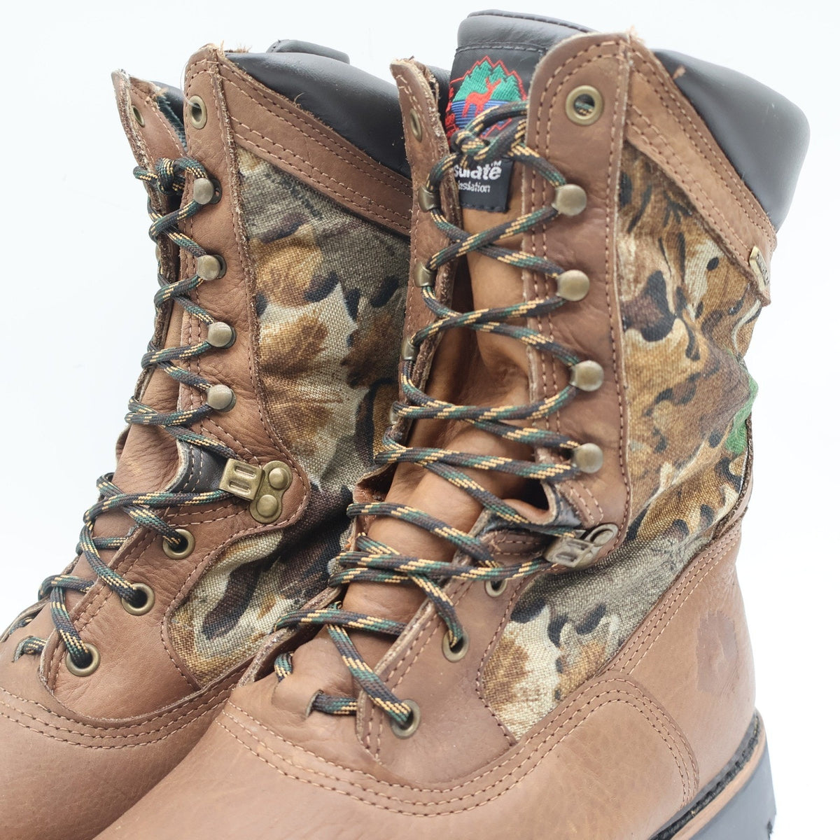 Lake of the Woods Hunting Boots Mens 10.5 D Vintage USA Leather Camo 800g 5263 - take2supply