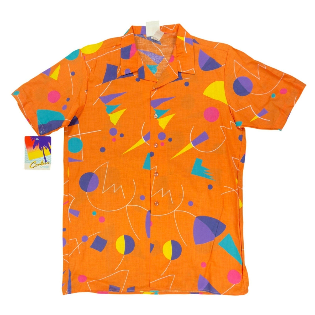 Wrangler Vintage 80s Coolers Shirt Mens XL Orange Cotton Geometric Deadstock NWT - take2supply