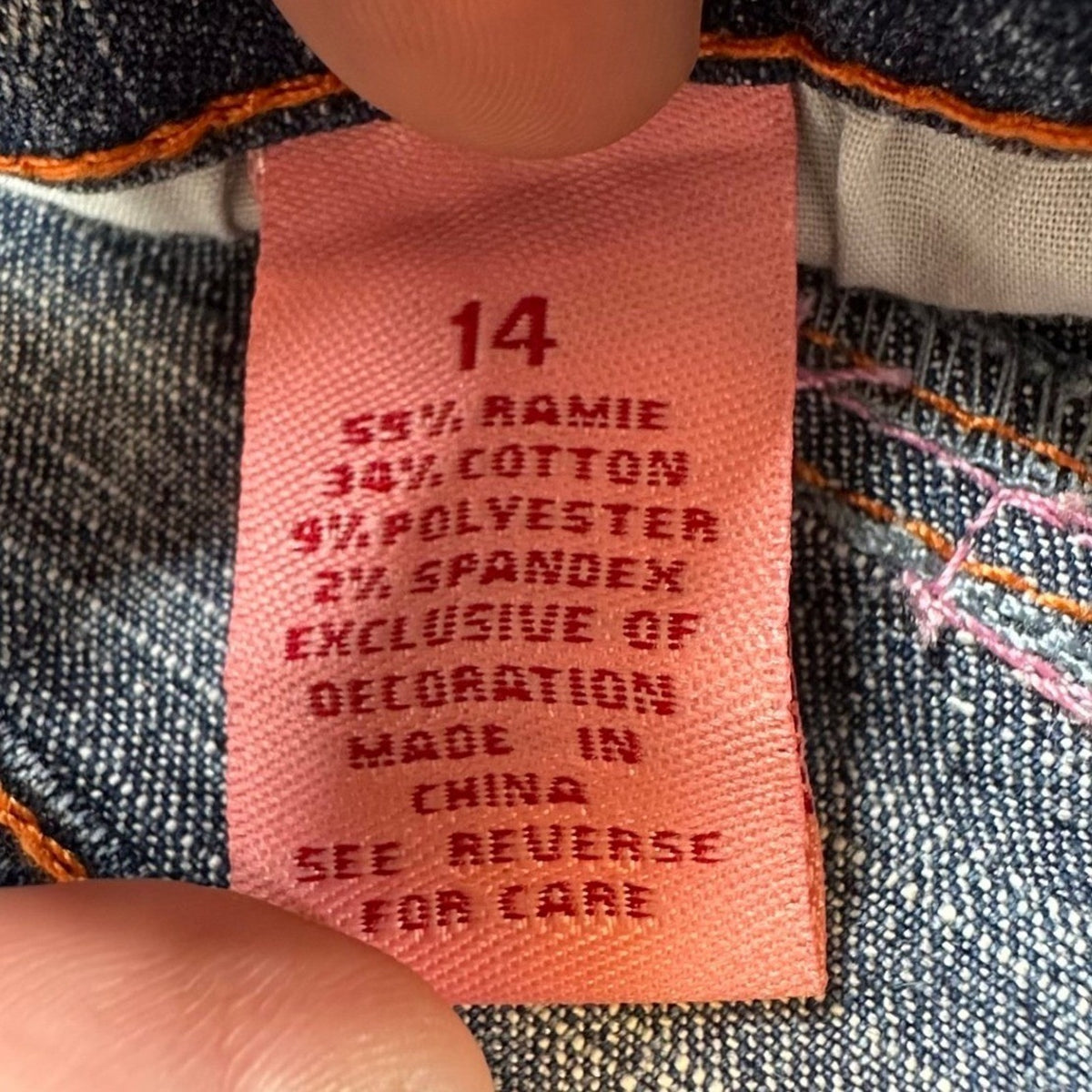 US Polo Assn Vintage Y2K Flare Jeans Girls 14 Blue Denim Orange Belt NWT