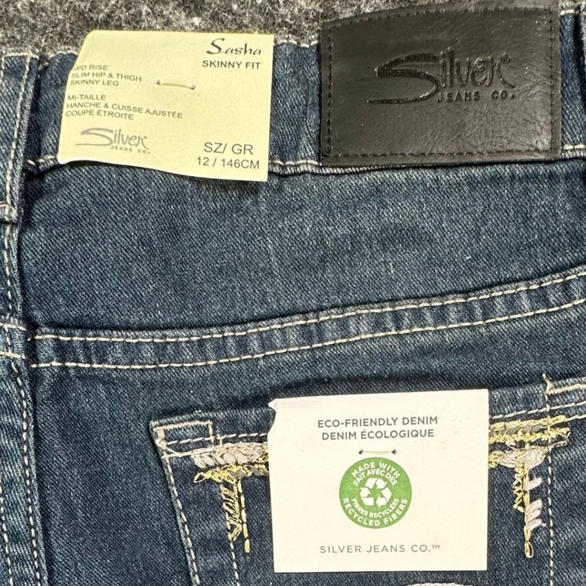 Silver Jeans Sasha Skinny Fit Girls 12 Blue Denim Eco-Friendly NWT