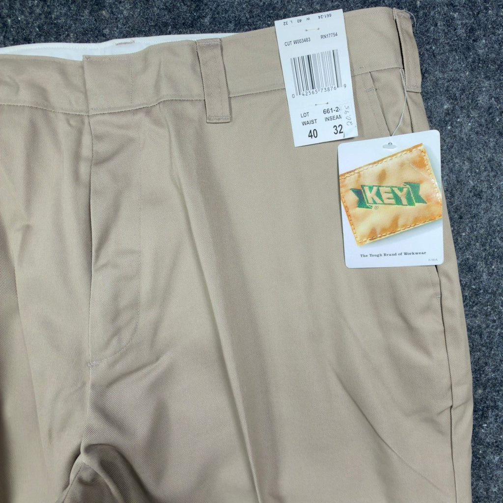 KEY Modern Workwear Chino Pants Mens 40x32 Tan Khaki Twill NWT
