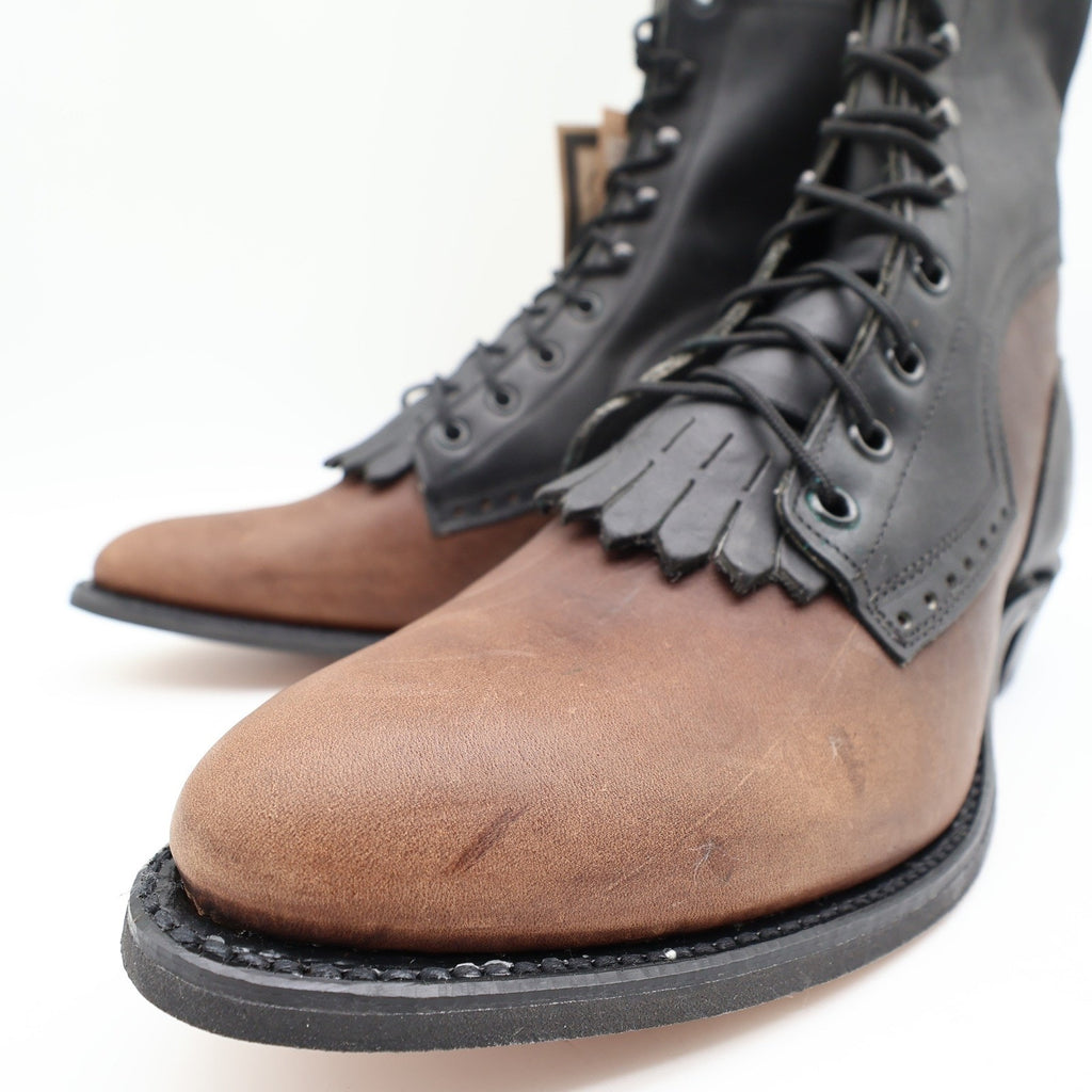Vintage 90s Wrangler Kiltie Packer Boots Women's 10 Brown Crazyhorse Leather USA NWT