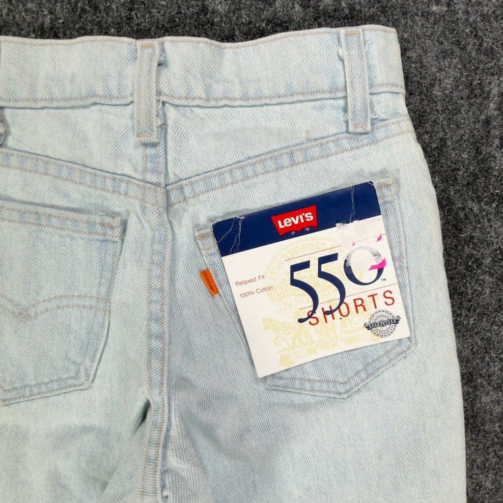 Levi's Vintage 90s 550 Shorts Boys 8 Light Wash Denim Orange Tab Made in USA NWT - take2supply