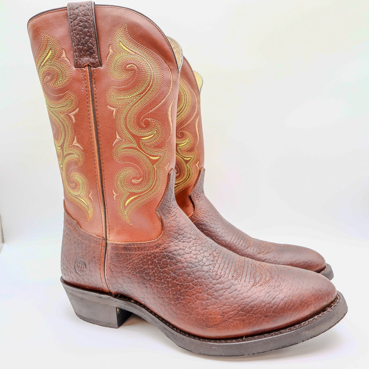 Double-H Western Mustang Boots Mens 11 EE Rust Leather Excellent DH4417