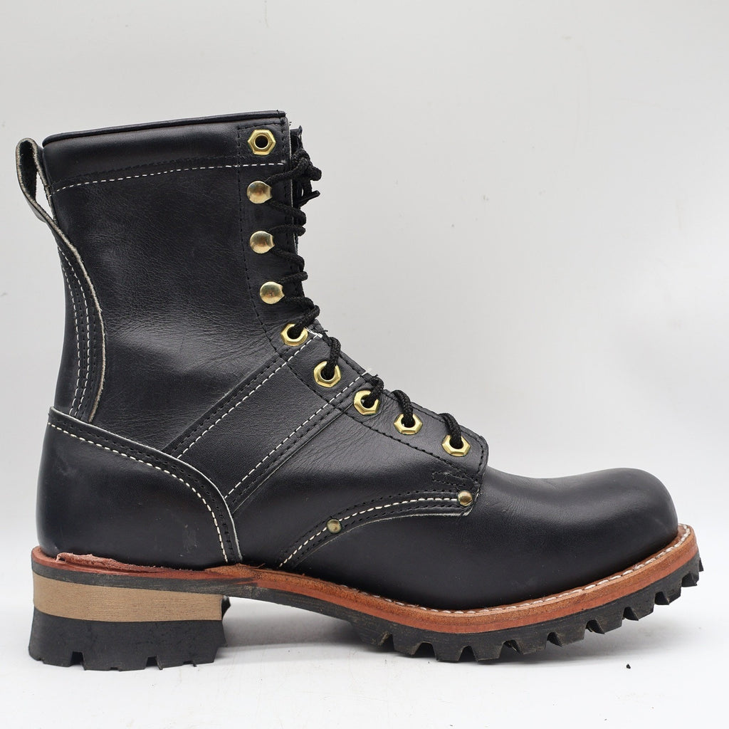 Carolina Logger Boots Mens 8 EE Vintage USA Black Leather Work Boots 961 NEW