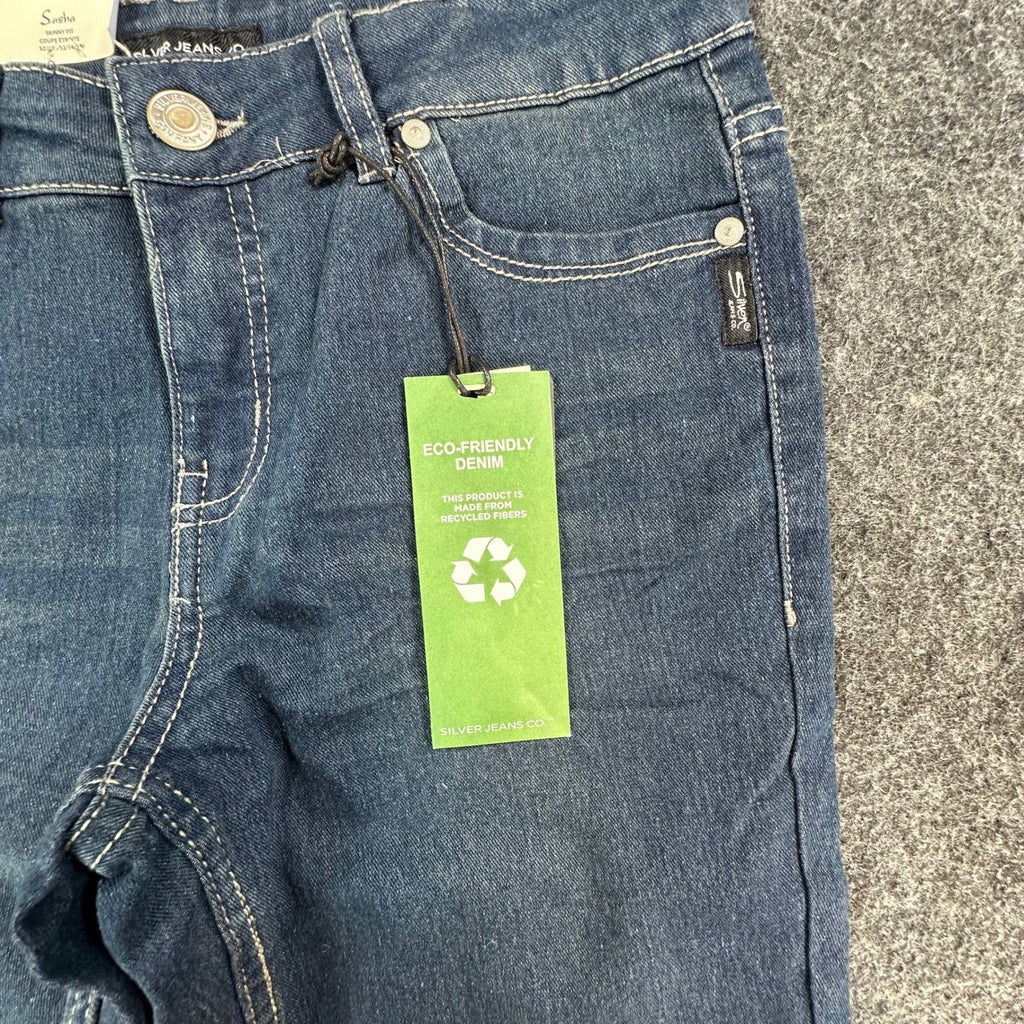 Silver Jeans Sasha Skinny Fit Girls 12 Blue Denim Eco-Friendly NWT