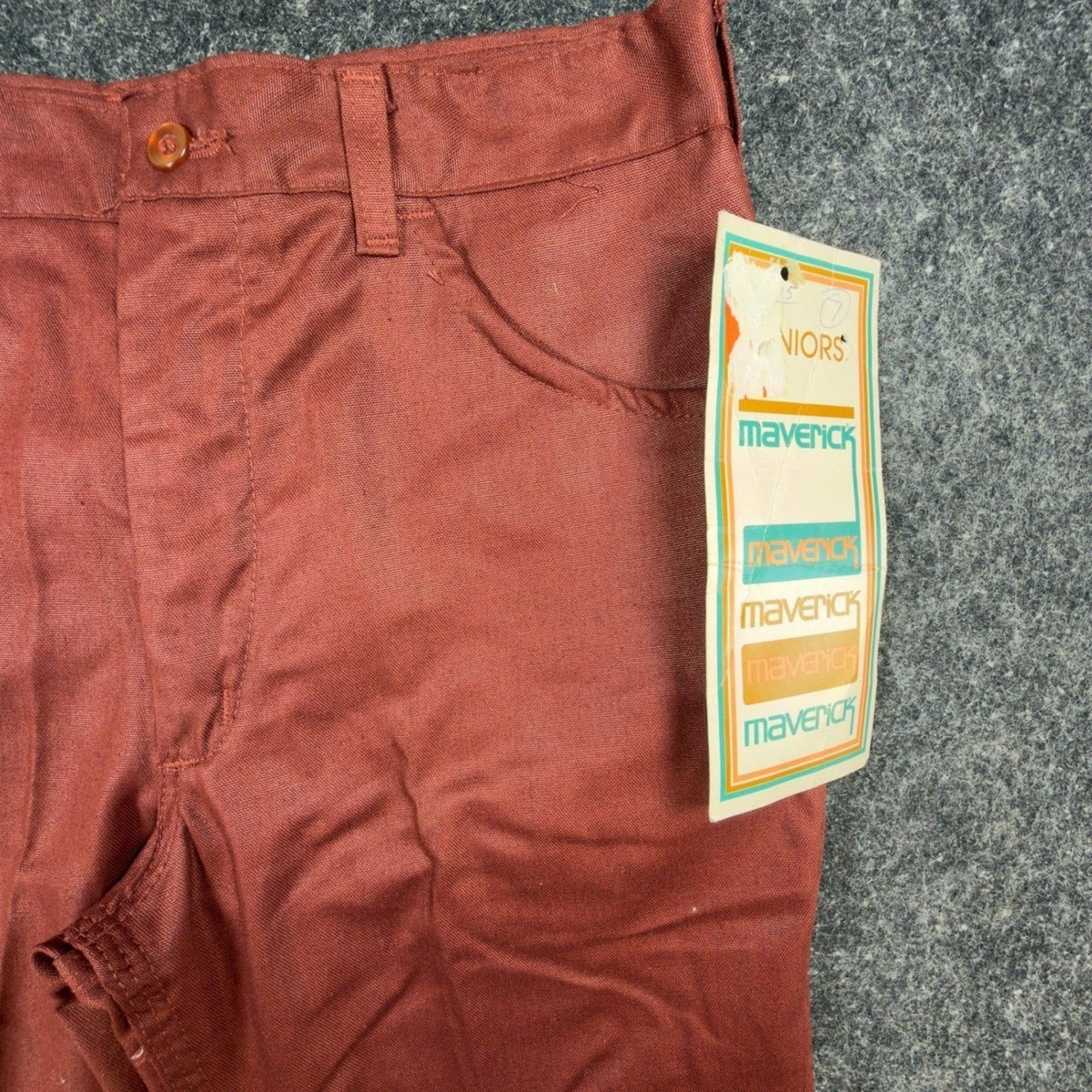 Maverick 70s Vintage Flare Pants Juniors 7 Rust Red Polyester Deadstock NWT