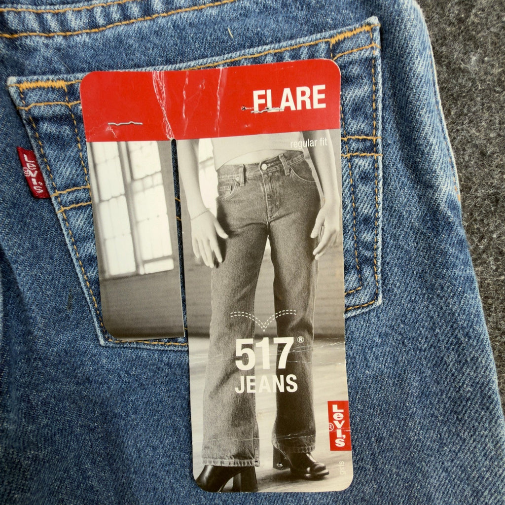 Levi's 517 Flare Jeans Girls 10 Slim Blue Cotton Slim Fit Vintage Y2K New - take2supply