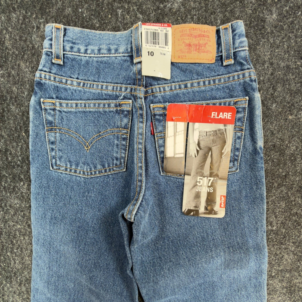 Levi's 517 Flare Jeans Girls 10 Slim Blue Cotton Slim Fit Vintage Y2K New - take2supply