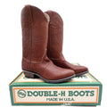 Double-H Vintage 80s Western Boots Mens 9 D Brown Leather Cowboy 5510 USA NIB