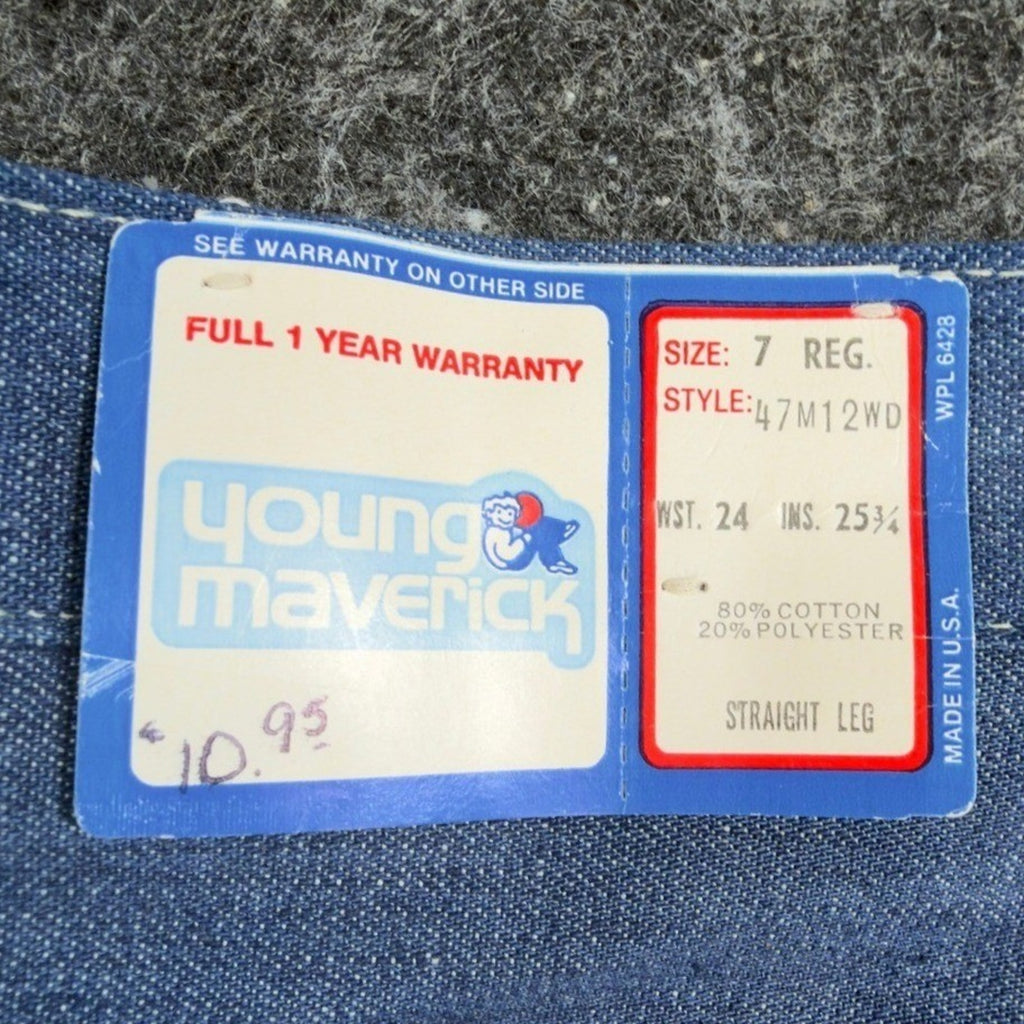 Vintage Young Maverick Western Jeans Kids 7 Regular Blue Denim USA NWT