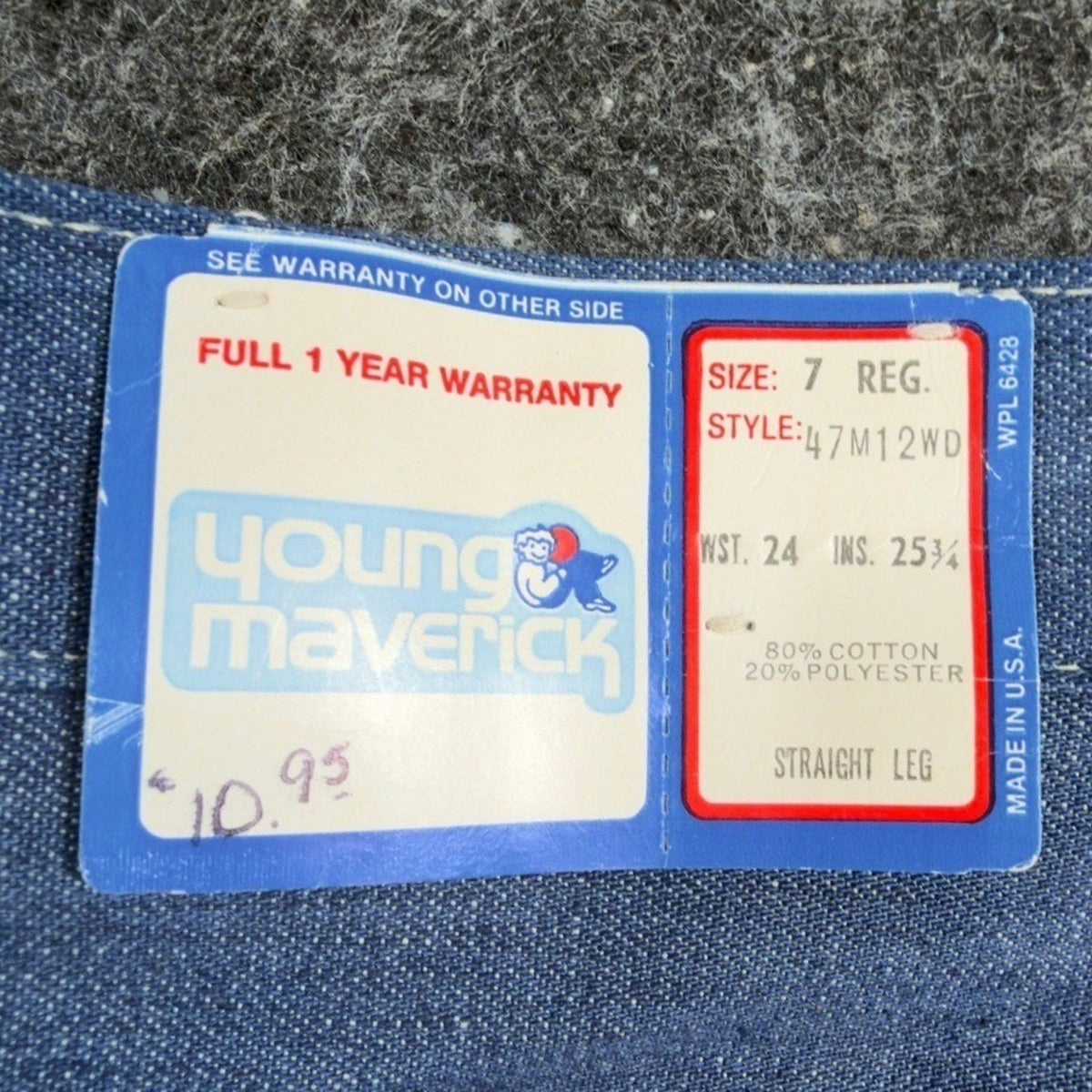 Vintage Young Maverick Western Jeans Kids 7 Regular Blue Denim USA NWT