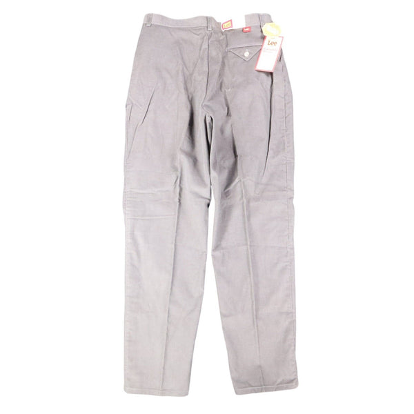 Lee Casuals Triple Pleat Pants Misses 18 Vintage Gray Corduroy Tapered USA NWT
