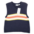 Nuggets Sweater Vest Mens Large Vintage 90s Navy Blue Striped Ramie Cotton NWT