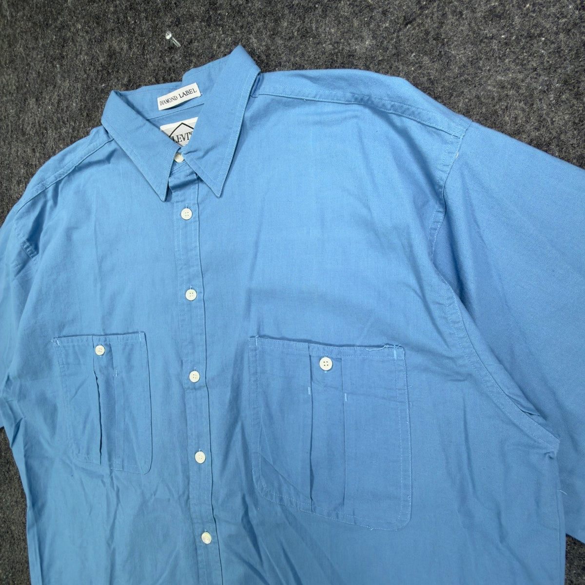 Levis Vintage 80s Diamond Label Shirt Mens L Blue Cotton Button Down NWT
