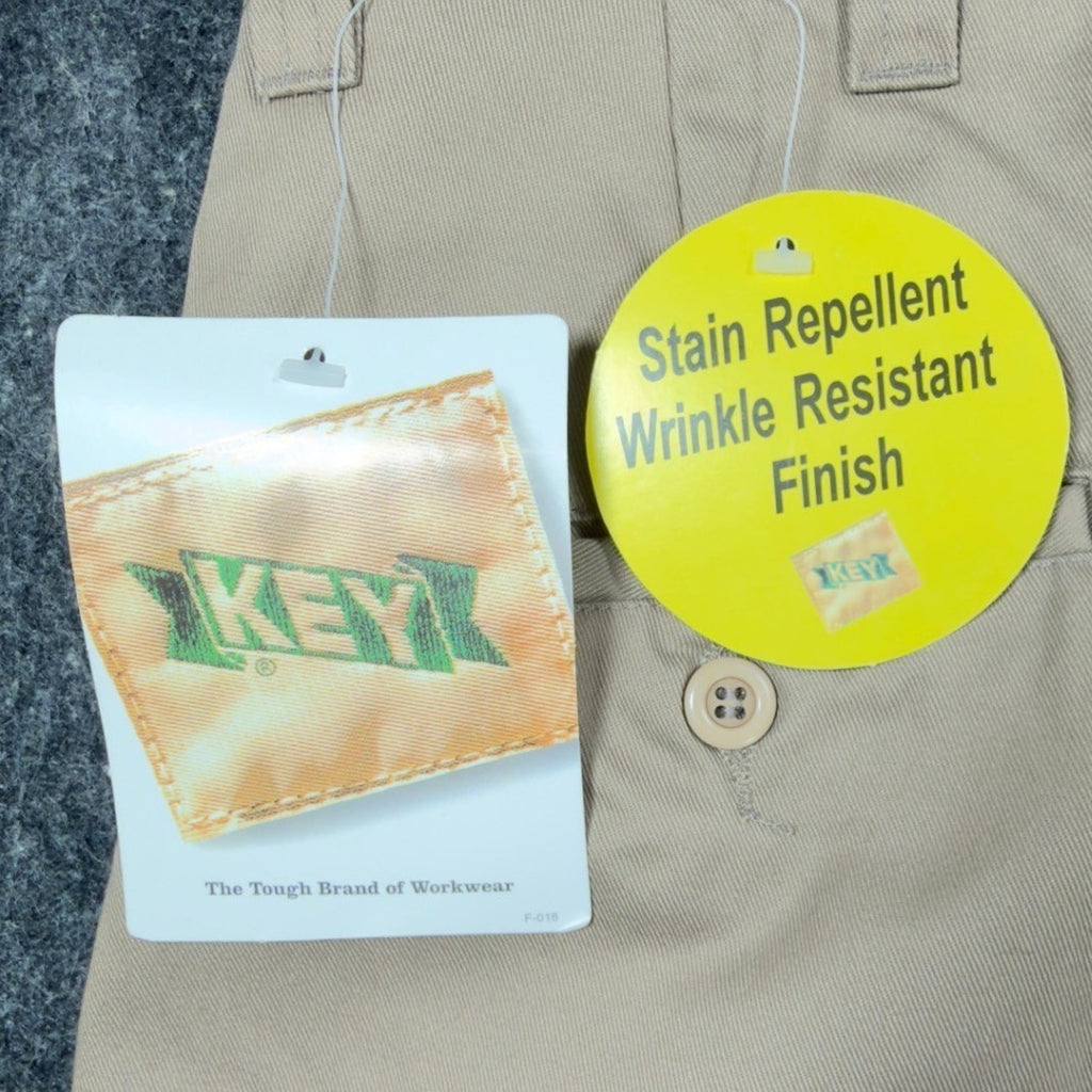 Key Industries Y2K Work Khakis Men 38x29 Tan Poly Cotton NWT