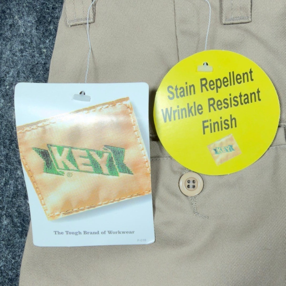 Key Industries Y2K Work Khakis Men 38x29 Tan Poly Cotton NWT