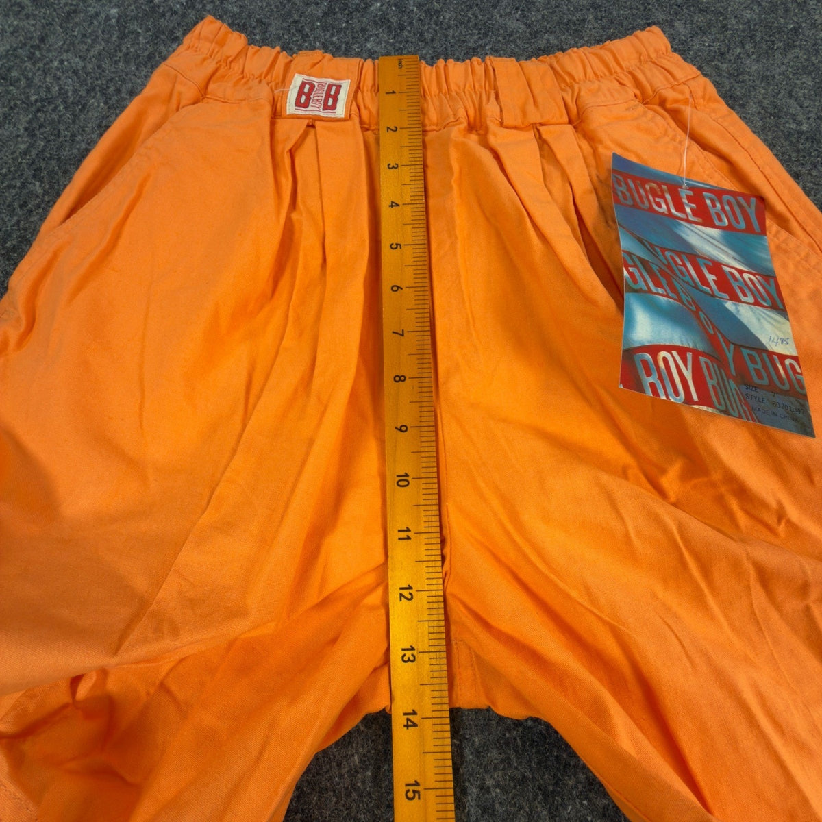 Bugle Boy Vintage 90s Shorts Boys 7 Neon Orange Cotton Elastic Waist NOS - take2supply