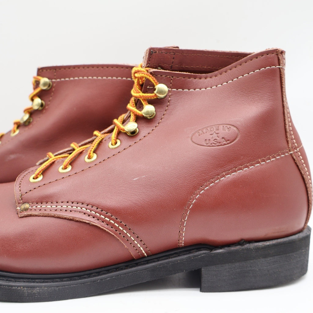 Carolina Work Boots Mens 9.5 D Vintage Made in USA Redwood Leather Stock 348 NEW
