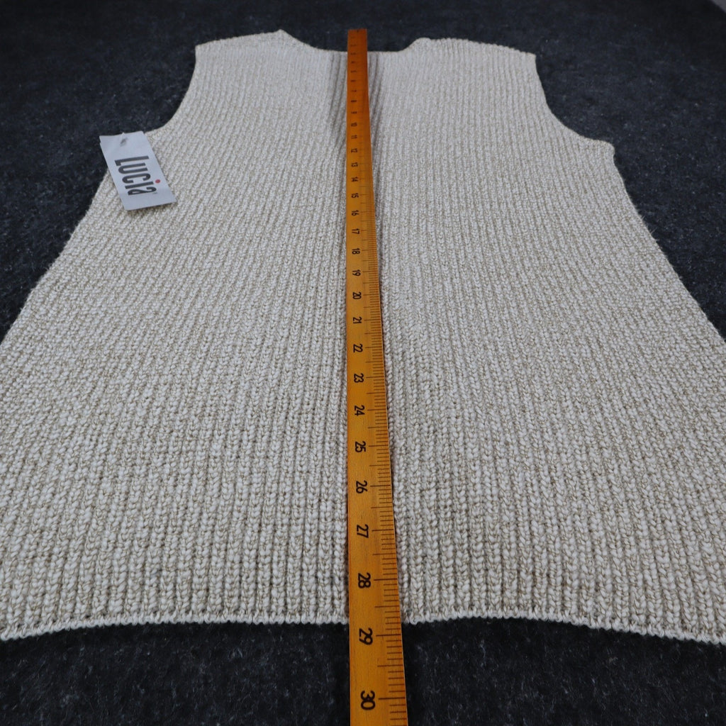 Lucia Sweater Vest Womens Large Vintage 90s Cream Cotton Knit Button Front USA
