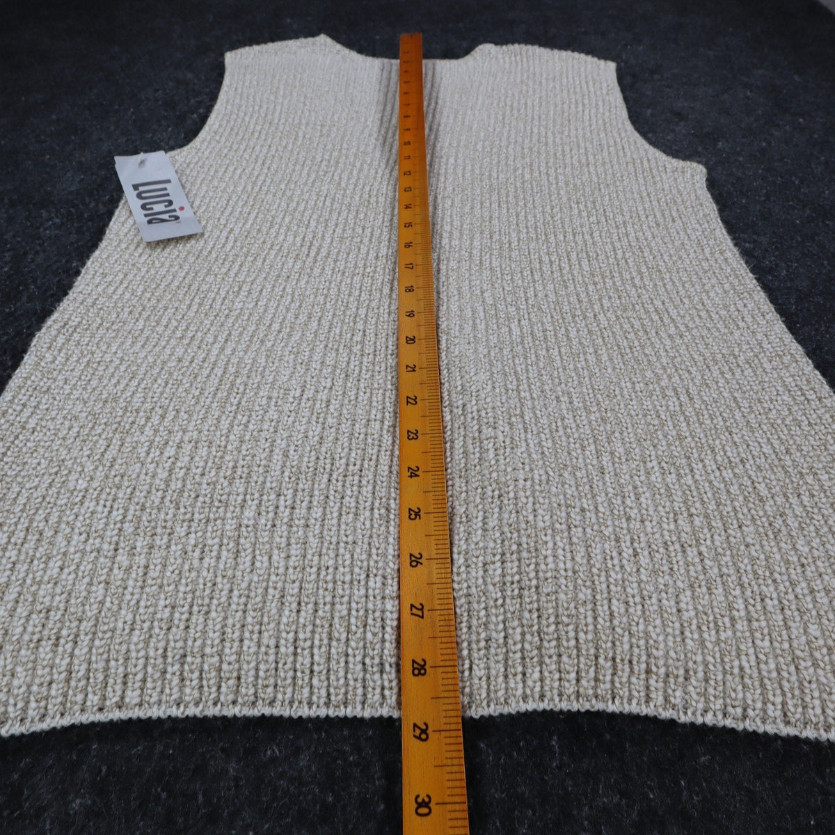 Lucia Sweater Vest Womens Large Vintage 90s Cream Cotton Knit Button Front USA