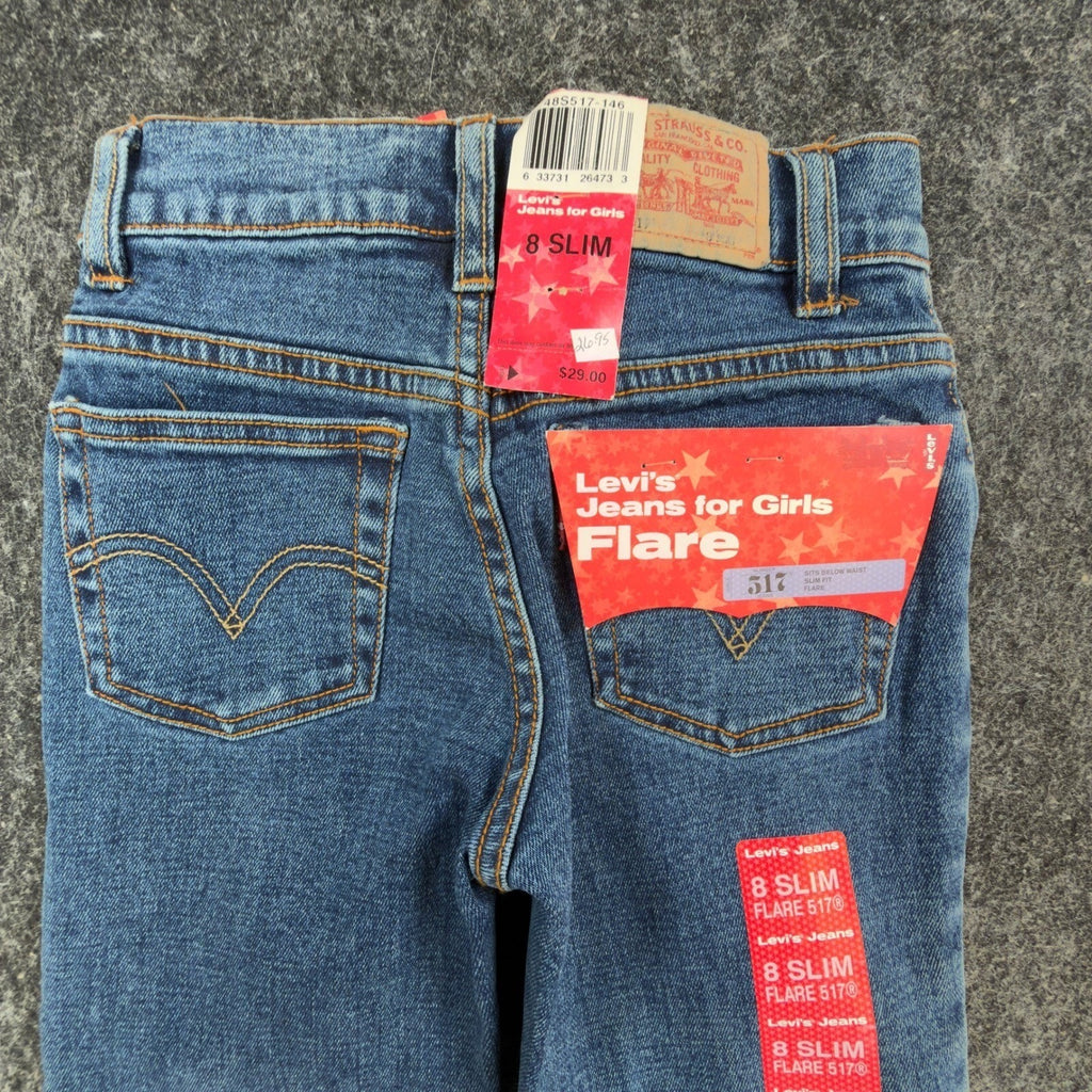 Levi's Vintage Y2K 517 Flare Jeans Girls Size 8 Slim Blue Denim NOS - take2supply