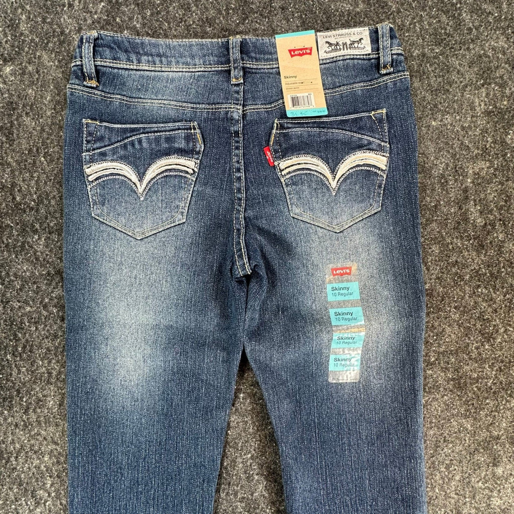 Levi's Skinny Jeans Girls 10 Blue Denim Stretch Adjustable Waist Ramie NWT