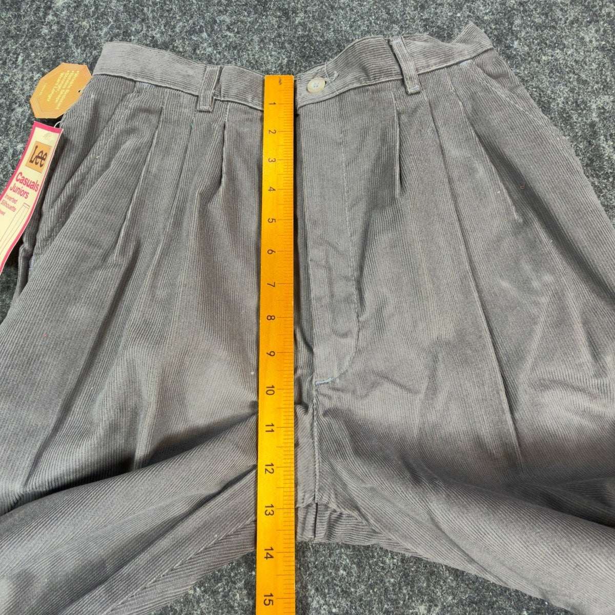 Lee Casuals Juniors 11 Vintage 80s Gray Corduroy Triple Pleat Tapered Pants USA - take2supply