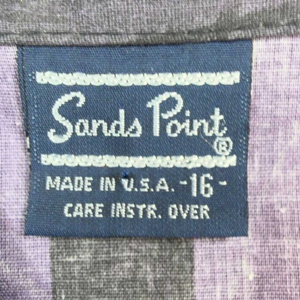 Sands Point Vintage 80s Shirt Boys 16 Purple Grey Striped USA