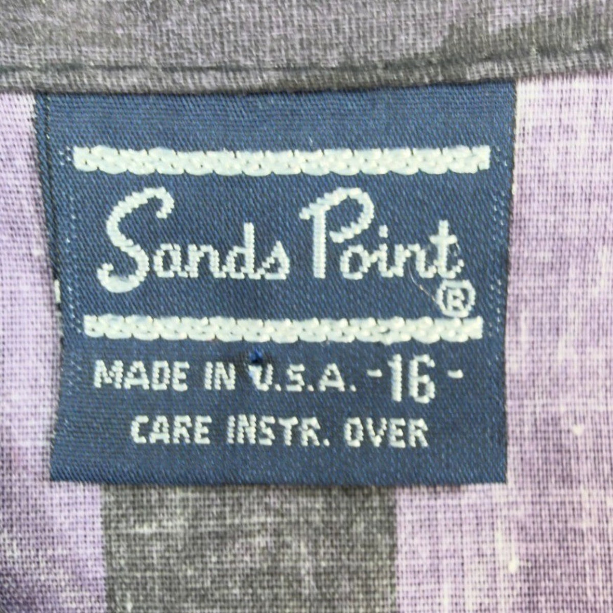 Sands Point Vintage 80s Shirt Boys 16 Purple Grey Striped USA