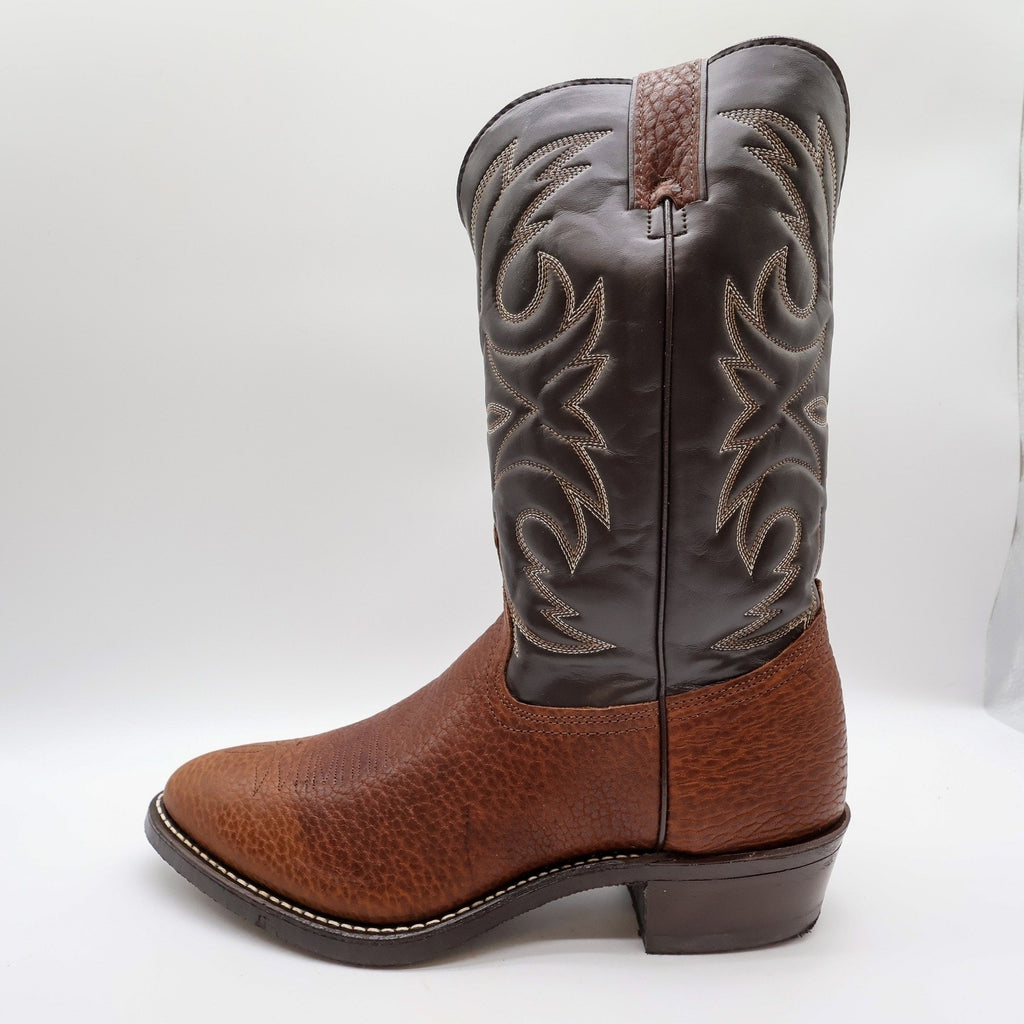 Vintage Wrangler Boots Mens 11.5 D Brown Bullhide Leather Cowboy Western USA NWB
