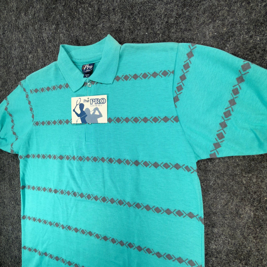 The Pro Black Watch Men's Medium Polo Shirt Turquoise Made in USA