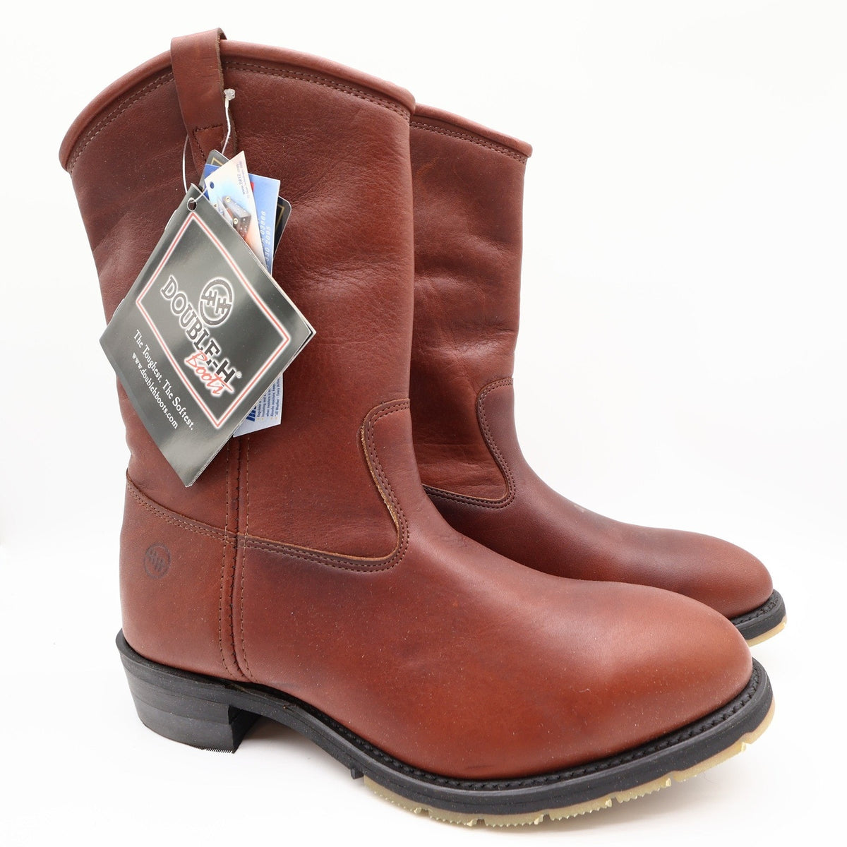 Double-H Wellington Boots Mens 10.5 D Brown Leather Work Boots NWT