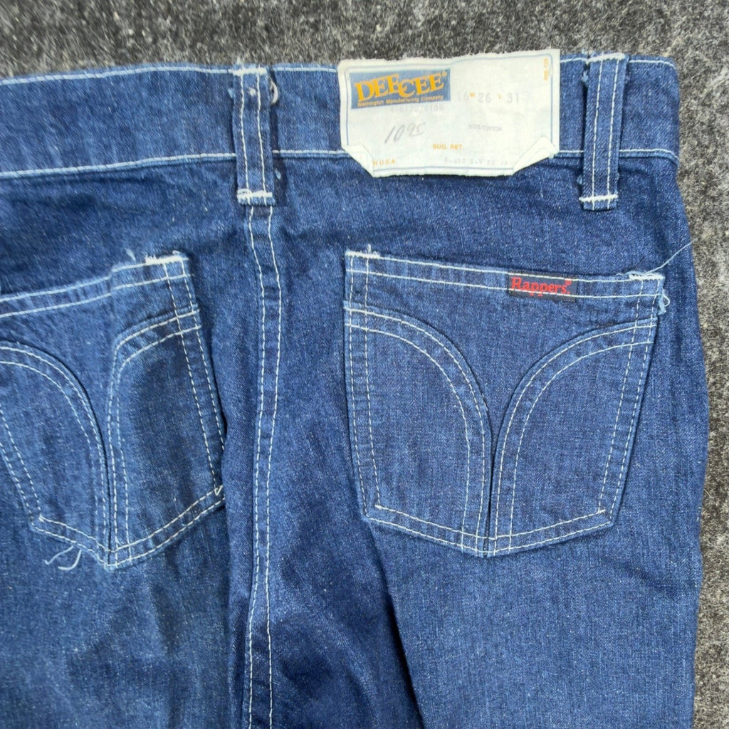 DeeCee Vintage 70s Jeans Youth 16 W26 L31 Blue Flare USA Deadstock NWT
