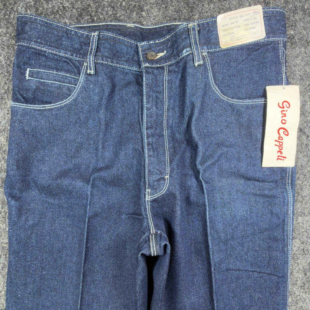 Gino Cappeli Vintage 70s Boot Cut Jeans Mens 34 Indigo Cotton NWT