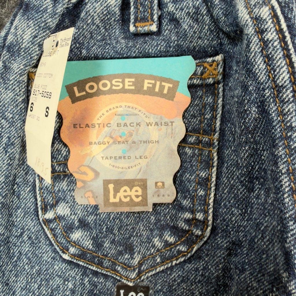 Vintage 90s Lee Boys Size 6 Slim Loose Fit Acid Wash Denim Jeans NWT USA