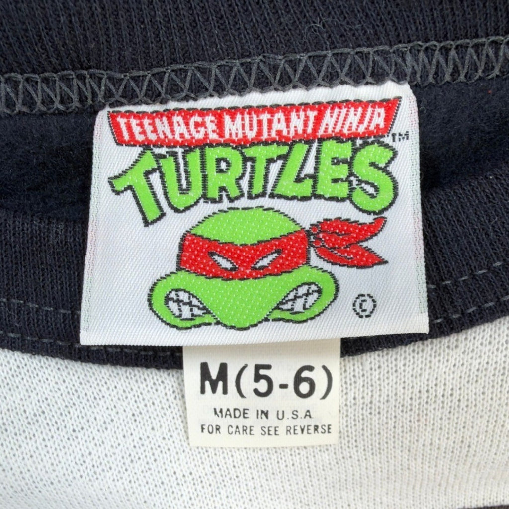 Vintage 80s TMNT Sweatshirt Kids Small 4 Green Raglan Made in USA 1989