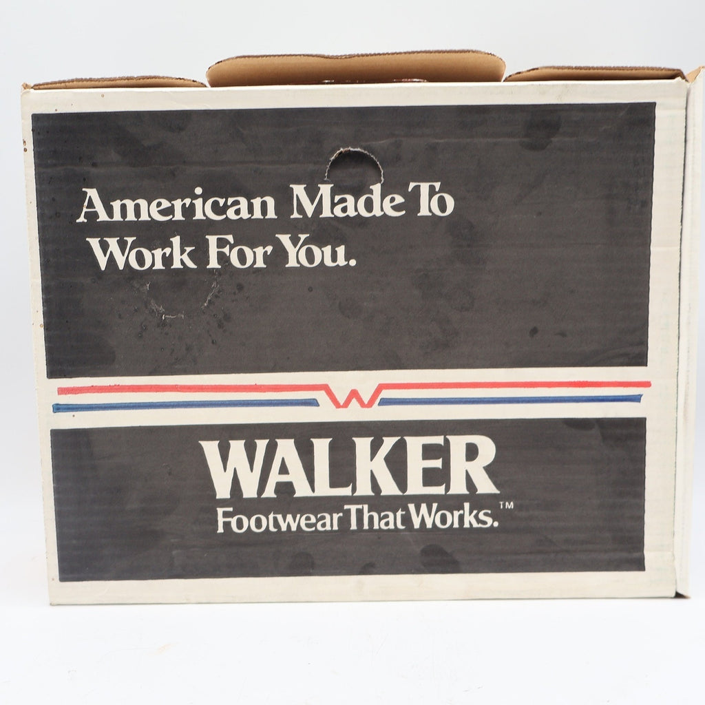 Walker Work Boots Mens 7.5 D Vintage USA Steel Toe Leather Brown Moc Toe 1302