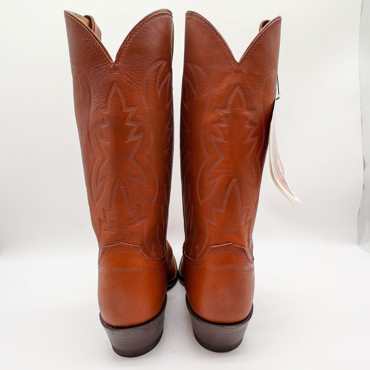 Justin Cowboy Boots Mens 12 D Cognac Ranch Calf Leather Western Deadstock 1026