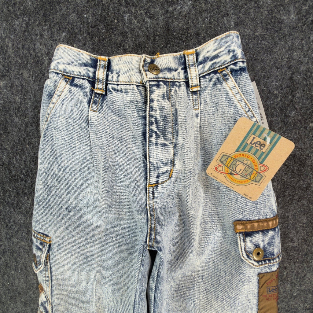 Lee AirGear Cargo Jeans Boys 6 Blue Cotton Loose Fit Vintage 90s Acid Wash