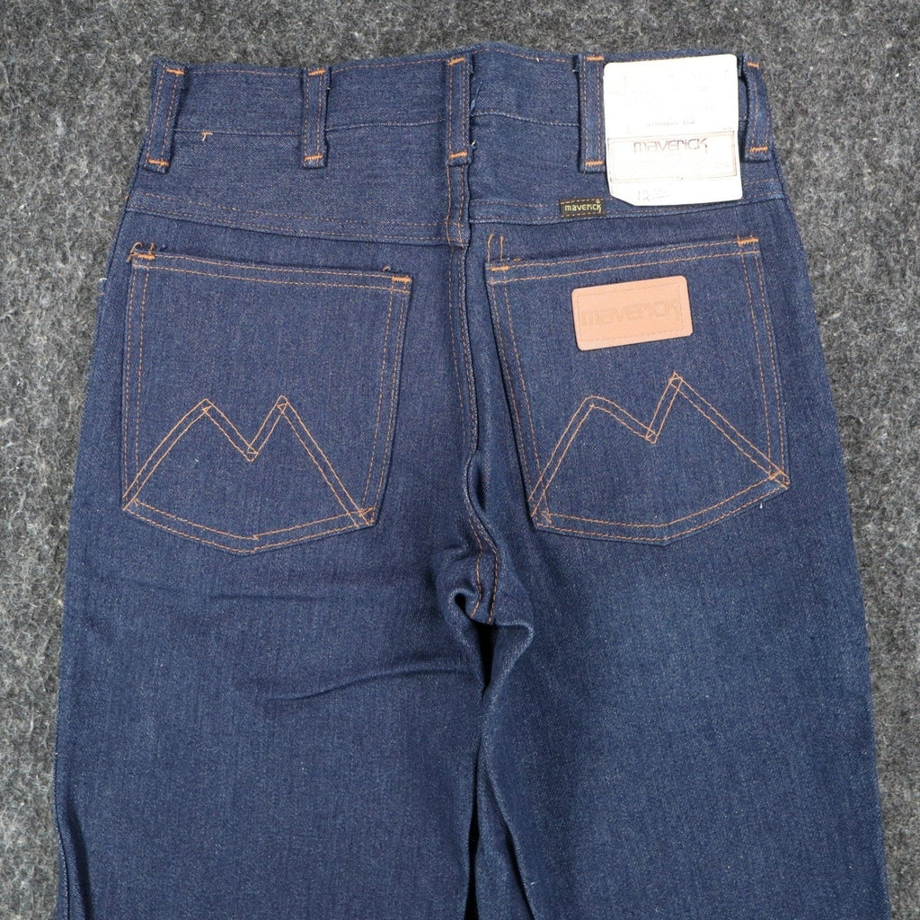 Maverick Jeans Boys 27x34 Vintage 70s Dark Wash Denim Straight Leg Made in USA - take2supply