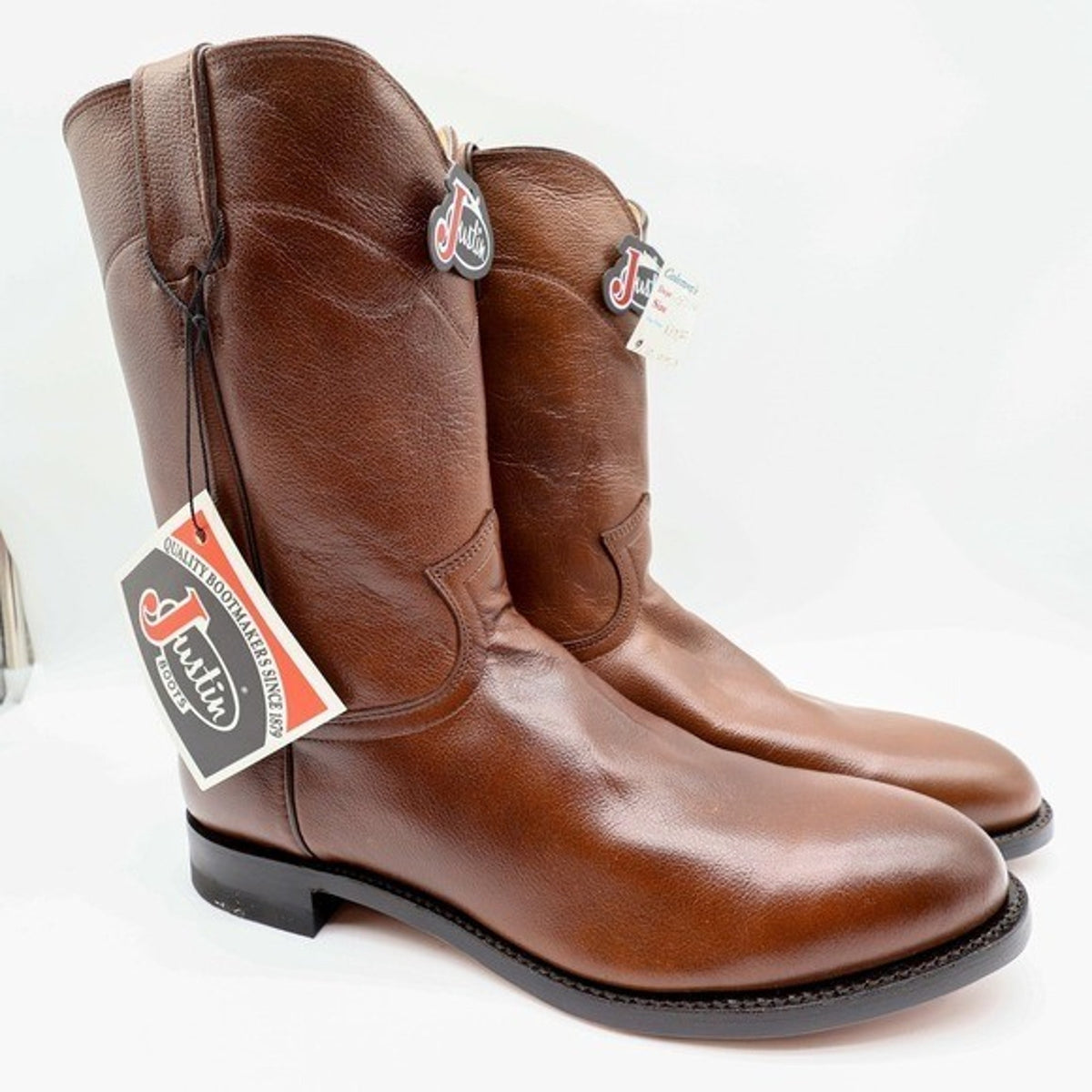 Justin Boots Mens 10D Roper Tan Corona Leather Vintage USA Western 3714 NWT - take2supply