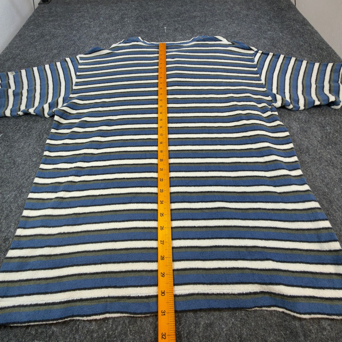 Vintage Ferruche Mens XL Henley Shirt Striped French Terry Blue White NWT 90s